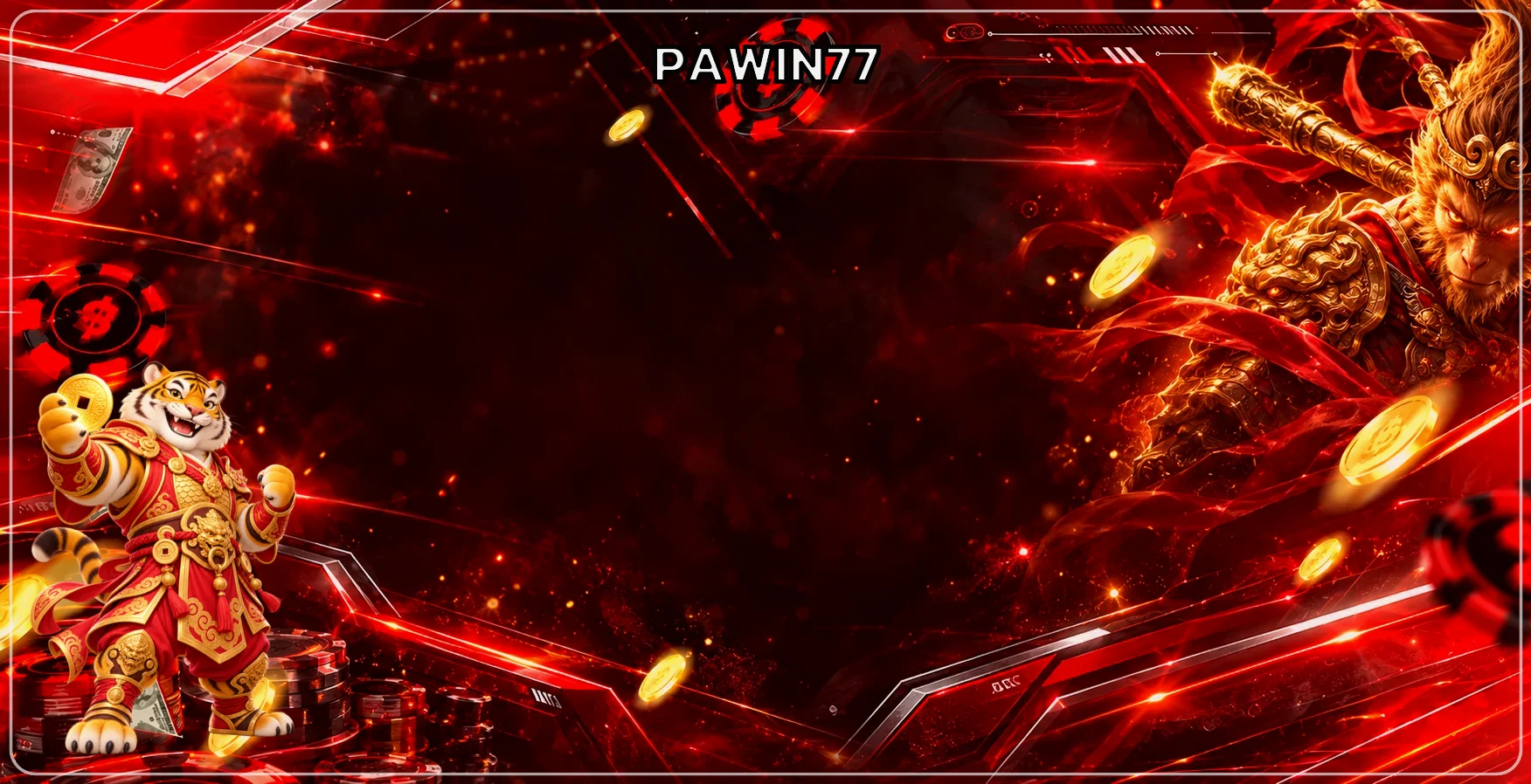 PAWIN77 หน้าแรก ภาพประกอบธีมแดงดำ